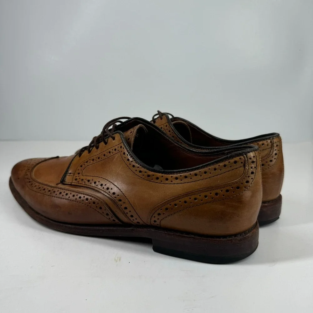 Allen Edmonds Stuttgart Men's US 11D Walnut Brown Leather Wingtip Oxford Shoes